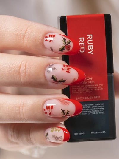 unghie rosse natale con argifoglio